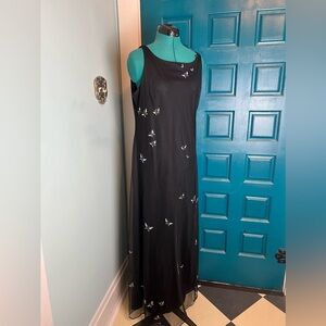 Vintage Prom Dress 90s Y2K Size 12 Butterfly Mesh Maxi Formal Fairy Hoco Virgo